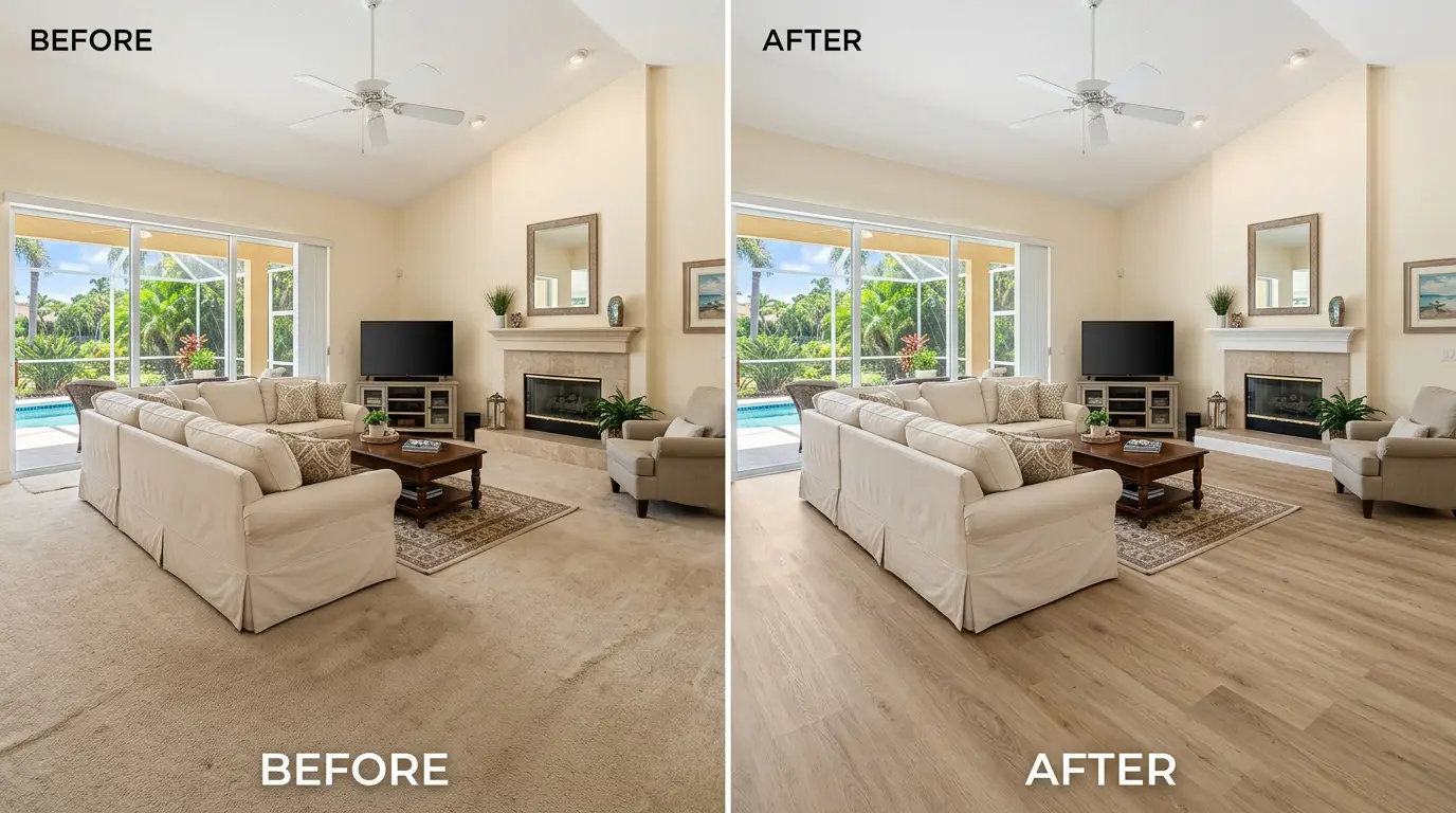 LVP flooring installation Naples FL living room